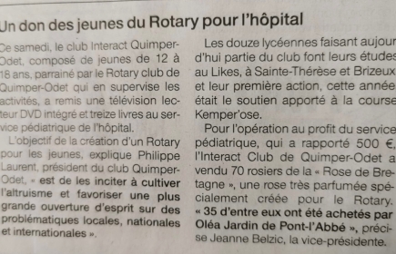 Le Club Interact de Quimper-Odet dans Ouest France