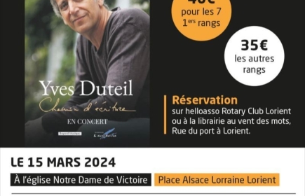 Concert d'Yves Duteil le vendredi 15 mars à 20 h 00